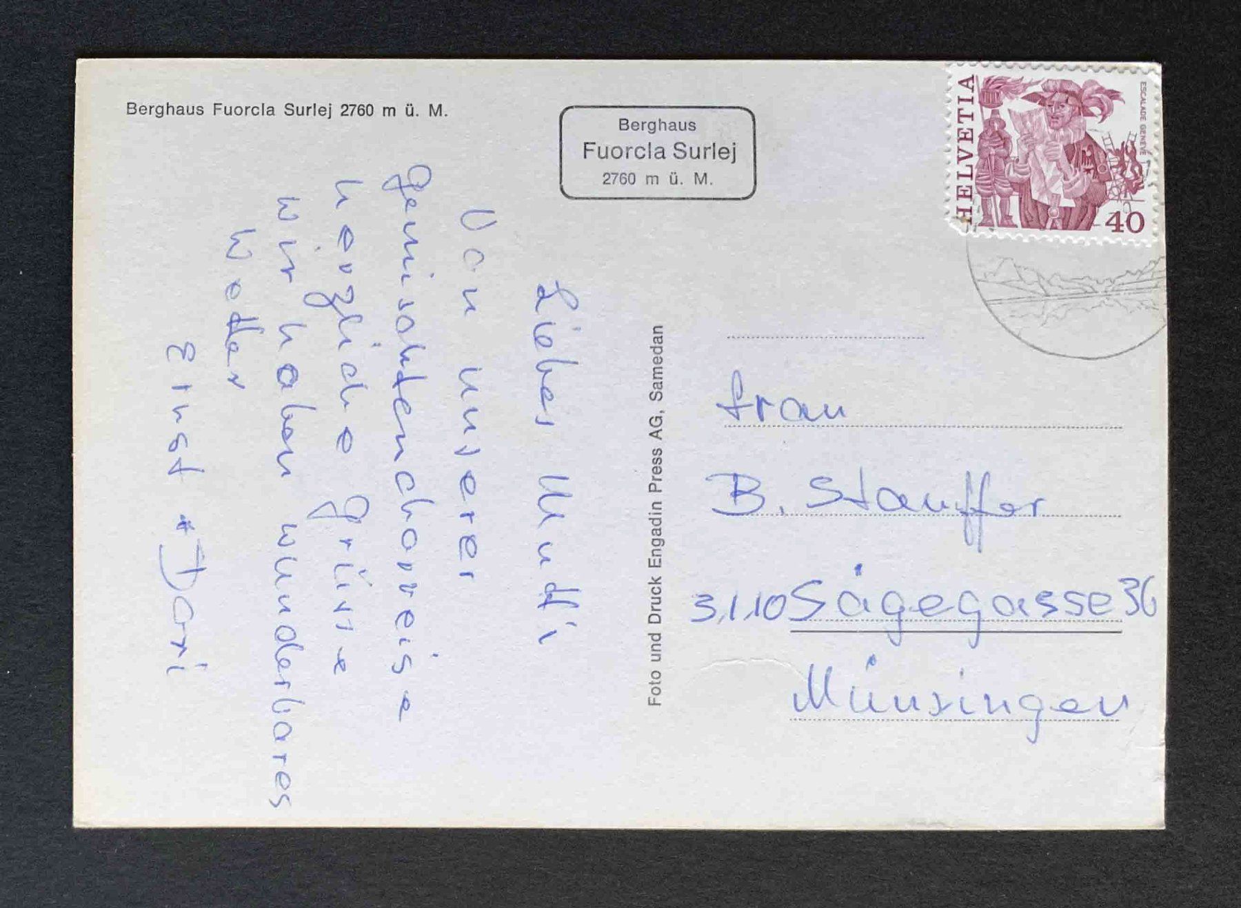 Cartoline postali: AK Berghaus Fuorcla Surlej – Usato da Goldau venduto da artelier1 1
