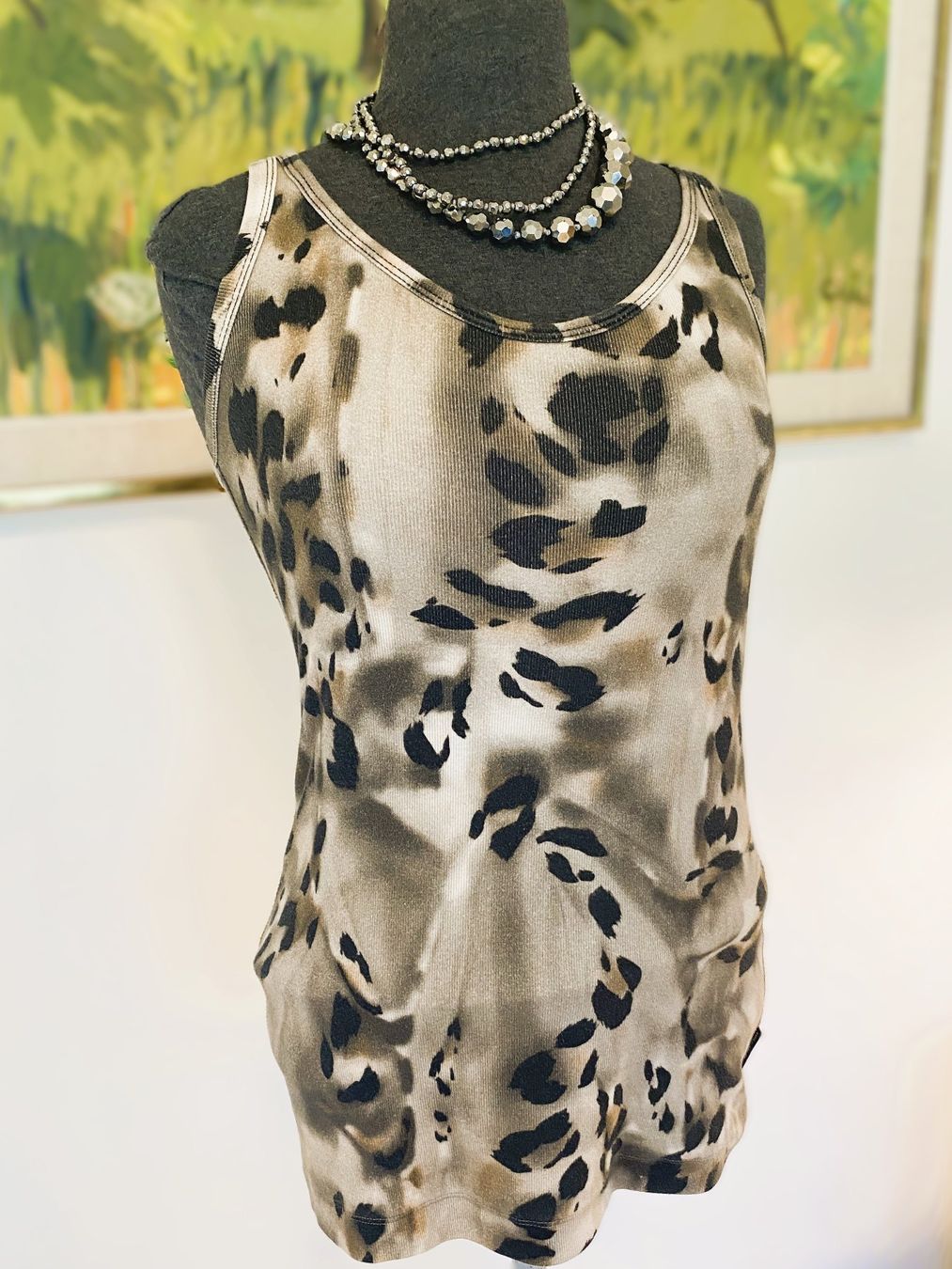 Marc Cain Top: MARC CAIN Leo animal Top Shirt Baumwoll Ripp N3 BASIC lang – Usato da Allschwil venduto da Rosenfee 1