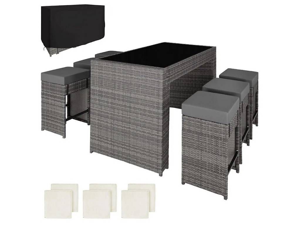 Set di tavolo e panche: Aluminium Rattan Barset grau – Nuovo e nell'imballaggio originale da Biel/Bienne venduto da Alayy 1