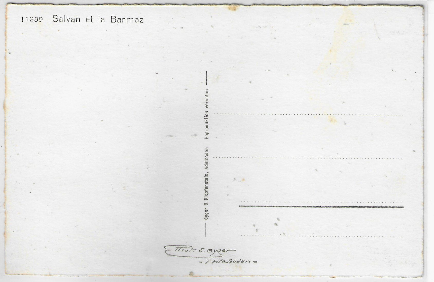 Cartoline postali: Salvan et la Barmaz - Photo: E. Gyger – Usato da Ettingen venduto da Kartenplanet 1