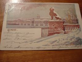 Geneve, antike Künstlerkarte, 1899, gelaufen, farbig