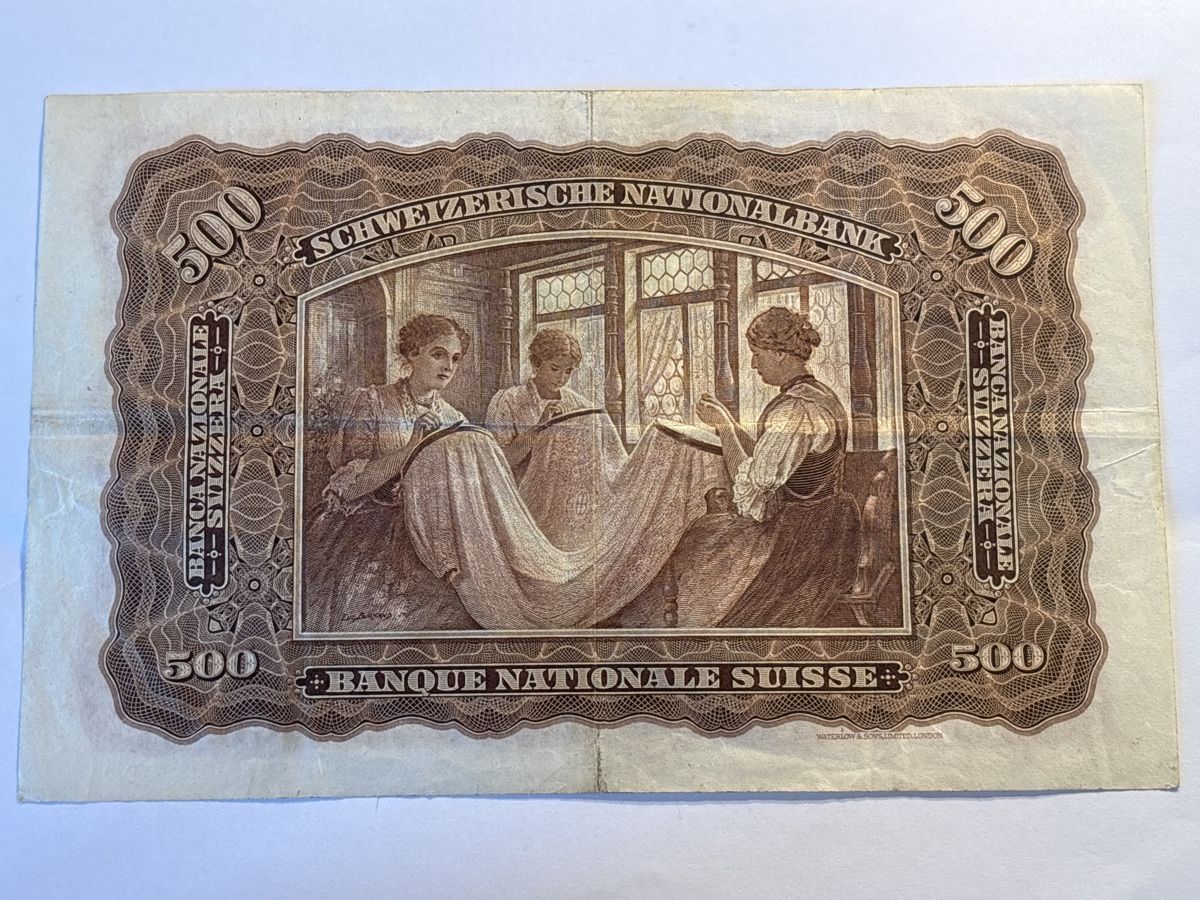 Banconote: Schweiz 500 Franken Banknote 1939 VF – Usato da Möhlin venduto da Don_Papa 2