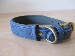 Leder Hundehalsband 34cm bis 44cm Fabrikneu in Blau