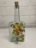 Glasflasche mit Zapfhahn Apfelmotiv handbemalt