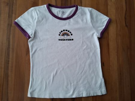 Mädchen T-Shirt C&A Weiss lila Grösse 158-164