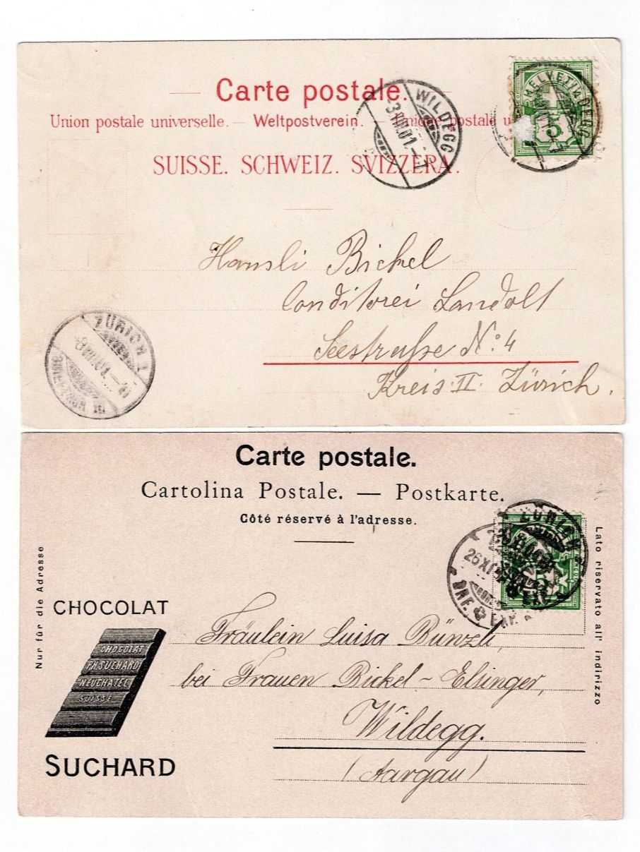 Cartes postales: Schweiz, 4 Ansichtskarten, Suchard, Cailler, Maestrani – D'occasion à Hinteregg par McCharly01 4