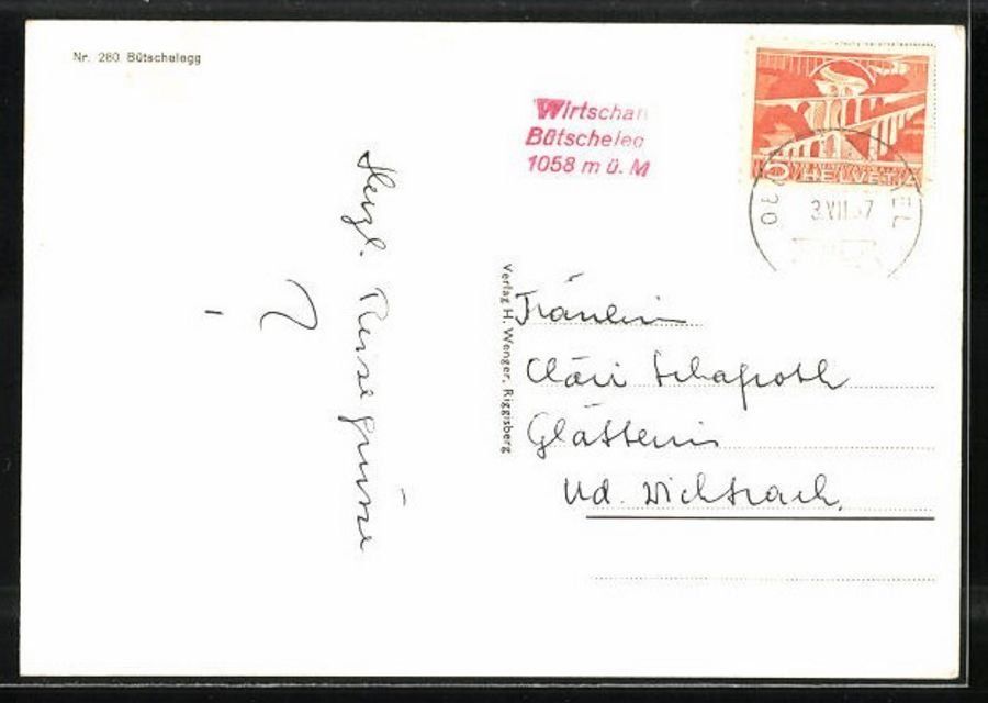 Ansichtskarten: Bütschelegg, gelaufen 1957 – Gebraucht aus Frauenfeld von POML 1