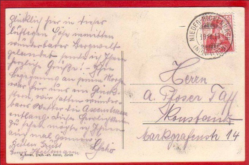 Cartoline postali: MARIA-RICKENBACH (OBERDORF) – Usato da Grüningen venduto da Kartenlaube 1