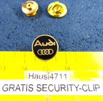 AUDI AUTO LOGO SCHMUCK PIN ENAMEL KLEIN MIT SECURITY-CLIP