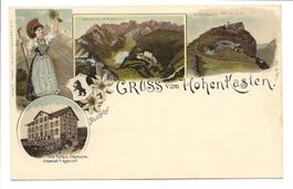 Gruss vom Hohen Kasten (AI) Gasthaus  Alpstein Litho um 1900
