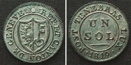 GENEVE / GENF Sol 1819 Billon FDC, PRACHTSTÜCK! stgl