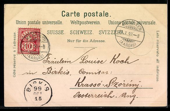 Cartoline postali: Litho Menziken, Gasthaus Sternen, Kirche – Usato da Berlin venduto da bartko-reher 1