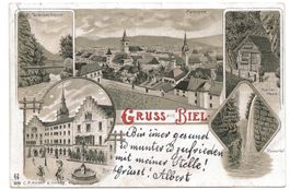 Gruss aus Biel - Bienne (BE) Taubenloch - Rathaus Litho 1900