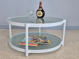 Couchtisch Salontisch Tisch mit Glasablage Metall