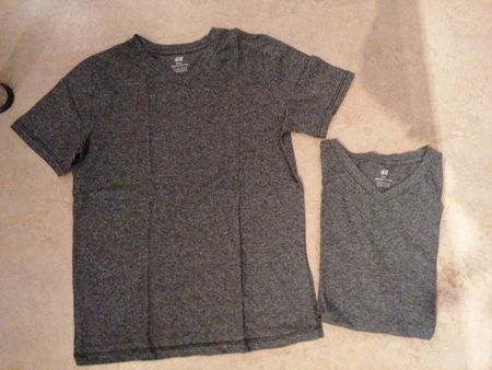2 H&M T-Shirts Gr. 146/152 Organic Cotton grau meliert V Aus
