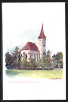 Künstler-AK Interlaken, Eglise