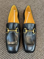 Mara Bini Loafers Black Leather Size 41 Horsebit Detail New