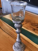 Kerzenständer Glas Metall Grau Höhe 30 cm gebraucht(A16)