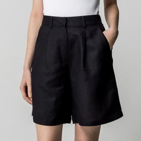 Bermuda Shorts schwarz Leinen Grösse 38 / M Manor neuwertig