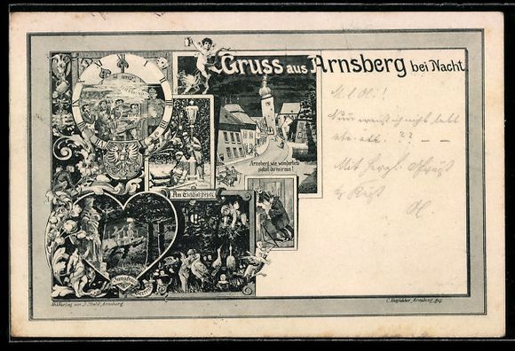 Cartoline postali: Grusskarten-AK Arnsberg, Ortspartie bei  – Usato da Berlin venduto da bartko-reher