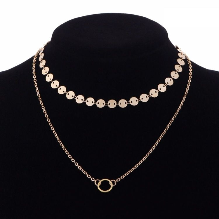 Vintage Perlen Halskette - Choker Mit Ineinandergreifenden Ringen