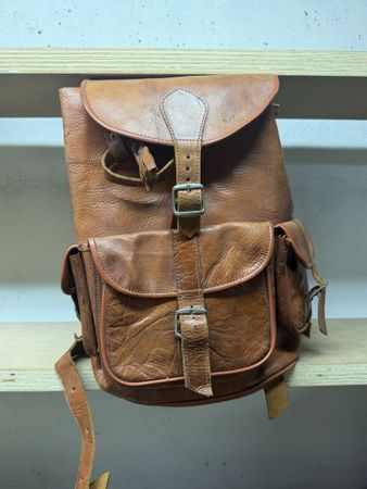Grand sac à dos vintage cuir véritable artisanal