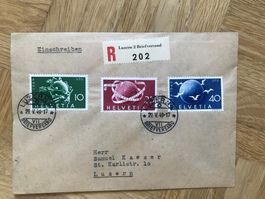 1949, 75 Jahre Weltpostverein. Einschreibe Couvert