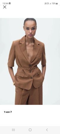 Blazer Mango kurzarm mit Gürtel braun Grösse M neuwertig