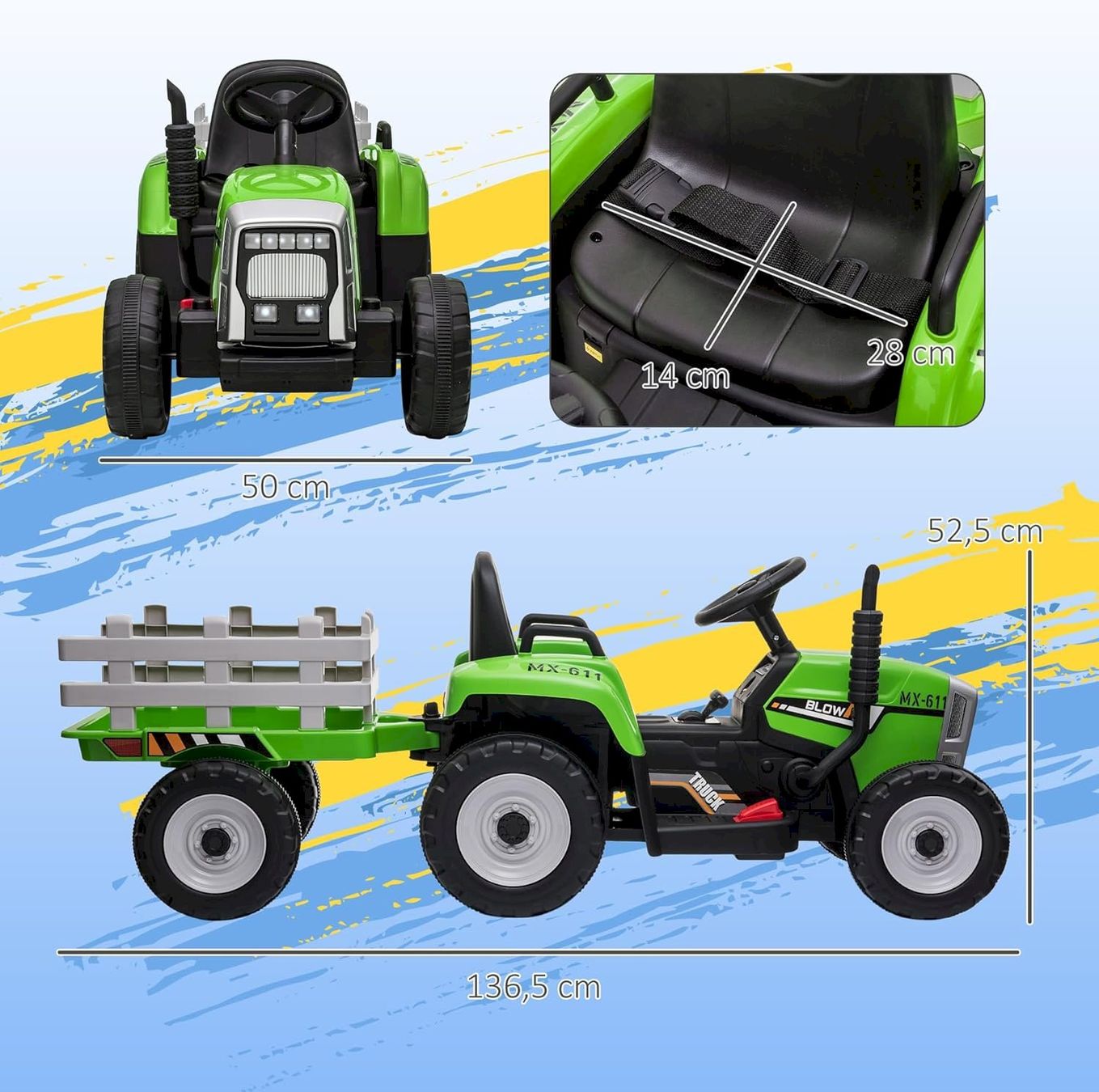 Veicoli per bambini: HOMCOM Elektrischen Kinder-Traktor Grün – Nuovo e nell'imballaggio originale da Bottighofen venduto da zaap 2