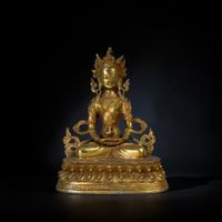 Amitayus Buddha Figur Bronze Tibet Sichuan Sammlerstück