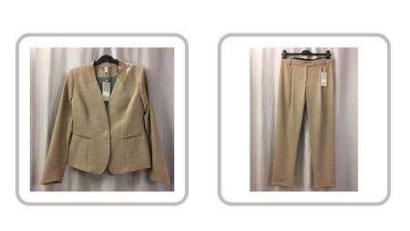 kleinbasel Set Jacke + Hose leichte Wollmischung beige Gr 40