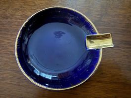 Aschenbecher Keramik blau Goldrand Durchmesser 10cm guter...