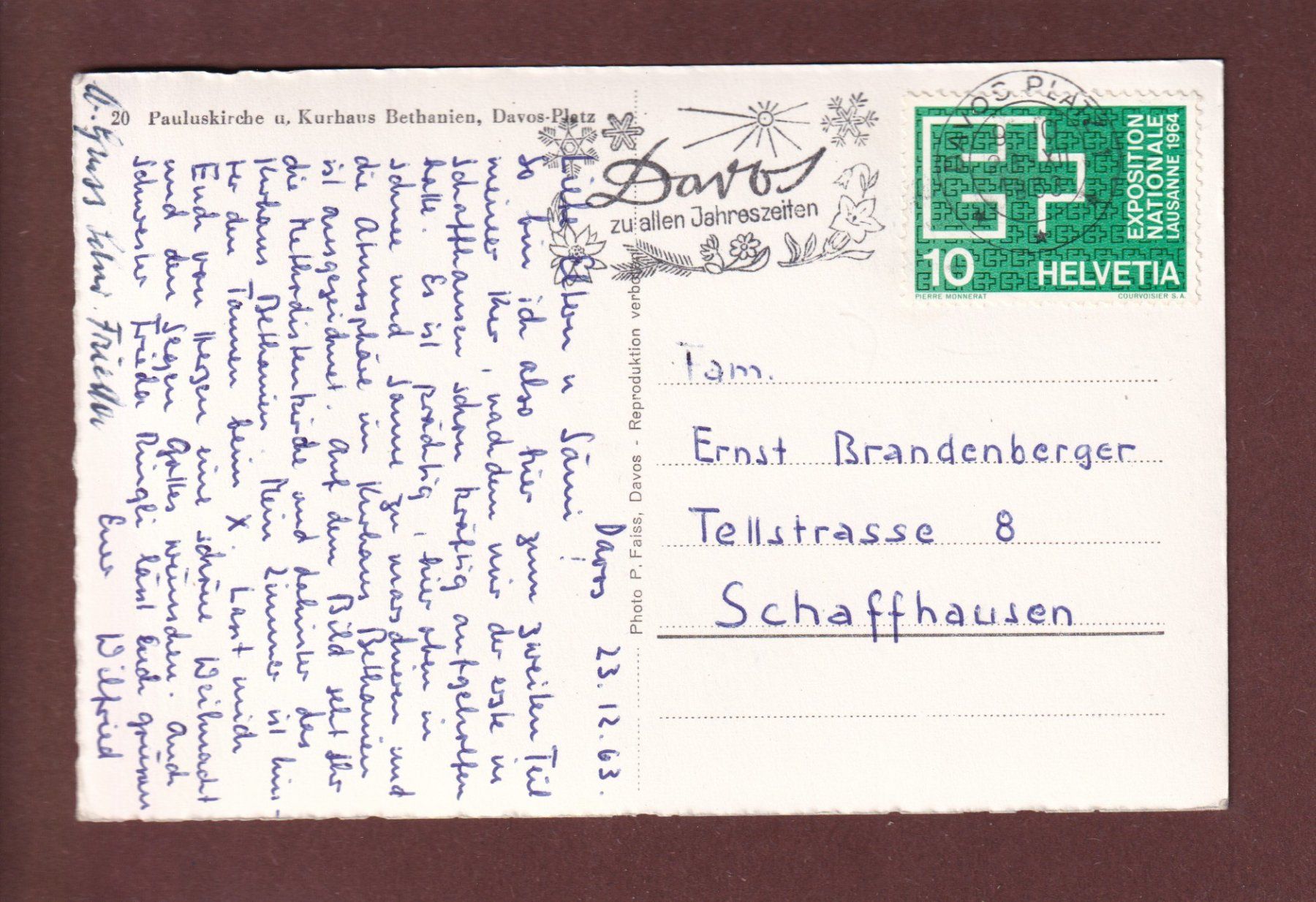 Cartes postales: DAVOS-PLATZ - Pauluskirche - 1963 – D'occasion à Pully par nicecards 1