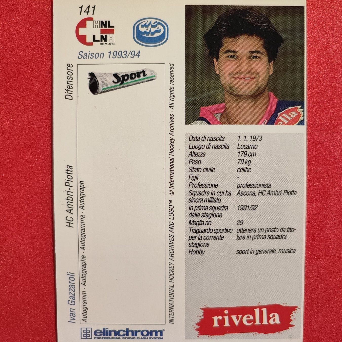 Carte collezionabili: Ivan Gazzaroli - HC AMBRI - 1993/94 – Usato da Dübendorf venduto da kb86_MOVIE 1