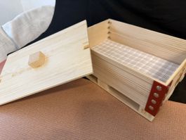 SBB wood storage box with lid light wood good condition