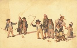 Pro Juventute Karte 1916 "Kreisel und Hund"