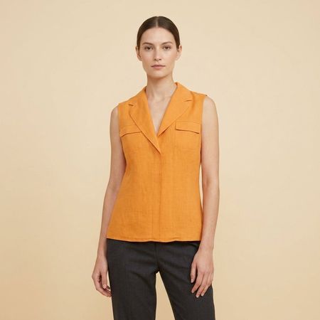 Top 100%Lin sans manches Donna Futura Orange T. XL