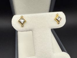 Vintage Goldfarbene Ohrringe mit Strasssteinen