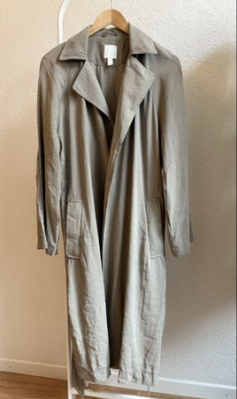 Trench-coat fluide taupe vert kaki H&M, t.36/S