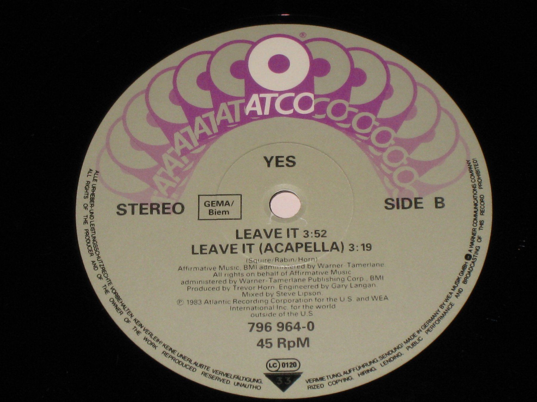 Dischi in vinile: MAXI - YES - LEAVE IT – Usato da Steckborn venduto da Quo7 2