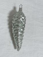 Vintage Christbaumschmuck Zapfen Silbrt/Helltürkis glitzer