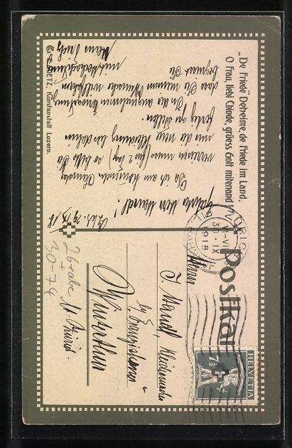 Foto, Lettere & Cartoline: sign. E. Hodel: De Friede Deheime, de Fr – Usato da Berlin venduto da bartko-reher 1
