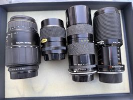 4 Kameraobjektive Sigma Tamron Tokina diverse Brennweiten