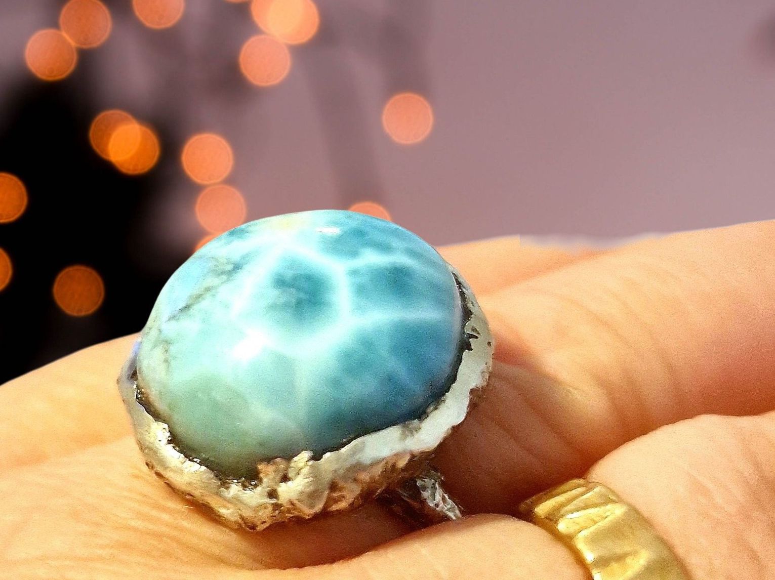 Ringe: Statement-Ring Silber & Larimar, Grösse 56 – Neu und originalverpackt aus Aarau von Schmuckhoehle_MD 4