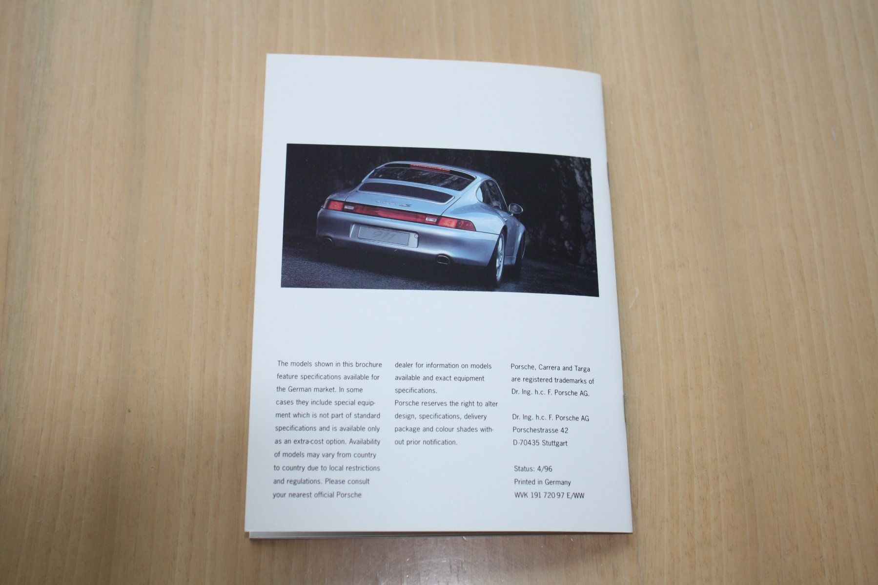 Porsche Dokumente: Porsche 911 Prospekt Modell 993 4/1996 – Gebraucht aus Wikon von erwin400 9