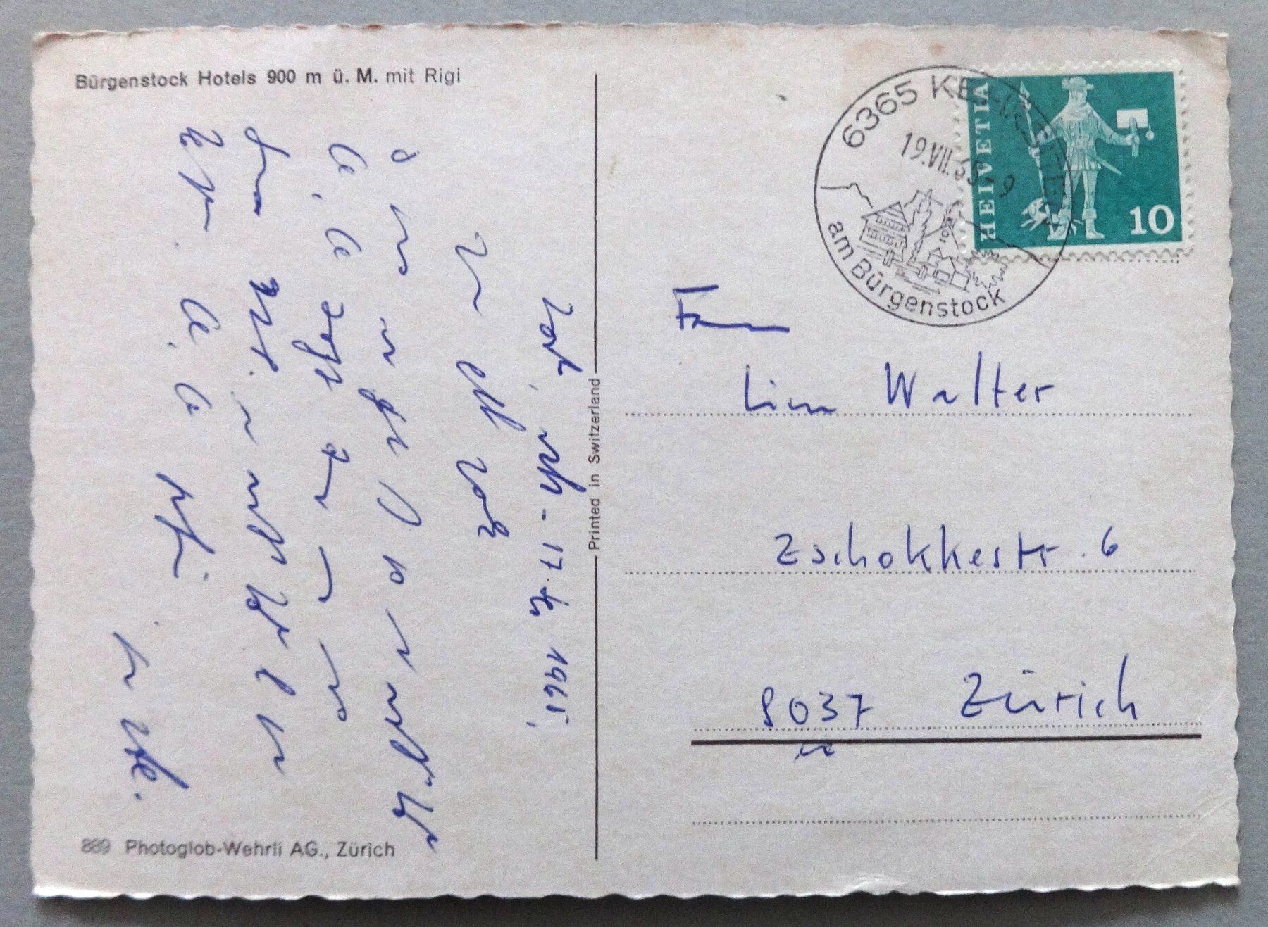 Cartoline postali: Bürgenstock Hotels 900 m ü.M. mit Rigi – Usato da Fétigny venduto da Billy2miny 1