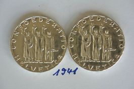 2 Stk.Sehr schöne Unz. 5 Fr . Silber Gedenkmünze ab Fr.1.-