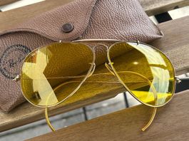 Seltene Vintage Ray Ban Aviator Gelb, Flex Bügel 70er Jahre