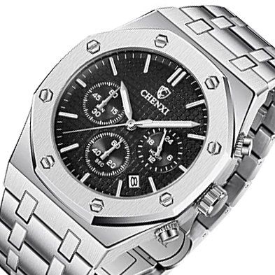 Uhren: Edler Chronograph Uhr Chrono Armbanduhr Herrenuhr Datum – Neu und originalverpackt aus Basel von EchoPeak