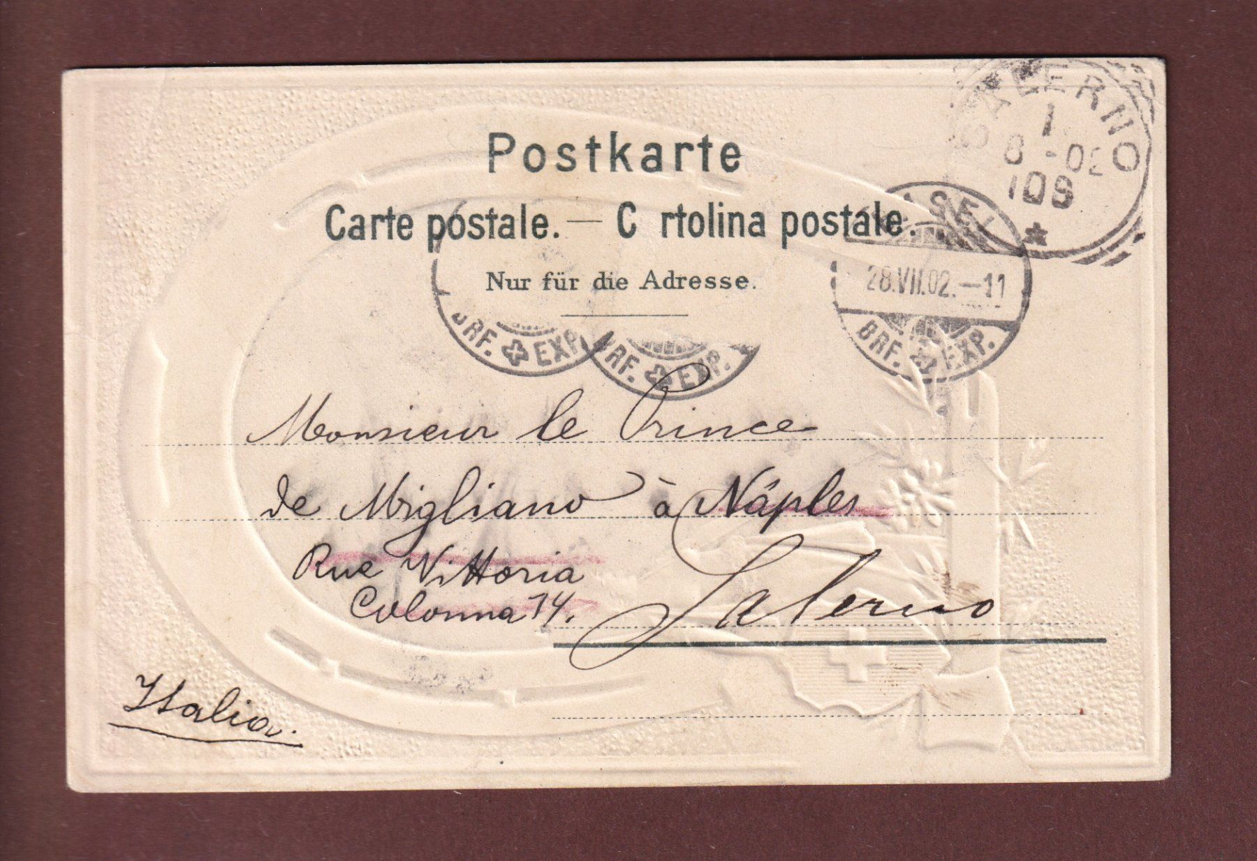 Cartoline postali: BASEL - Spalenthor - 1902 Präge – Usato da Pully venduto da nicecards 1